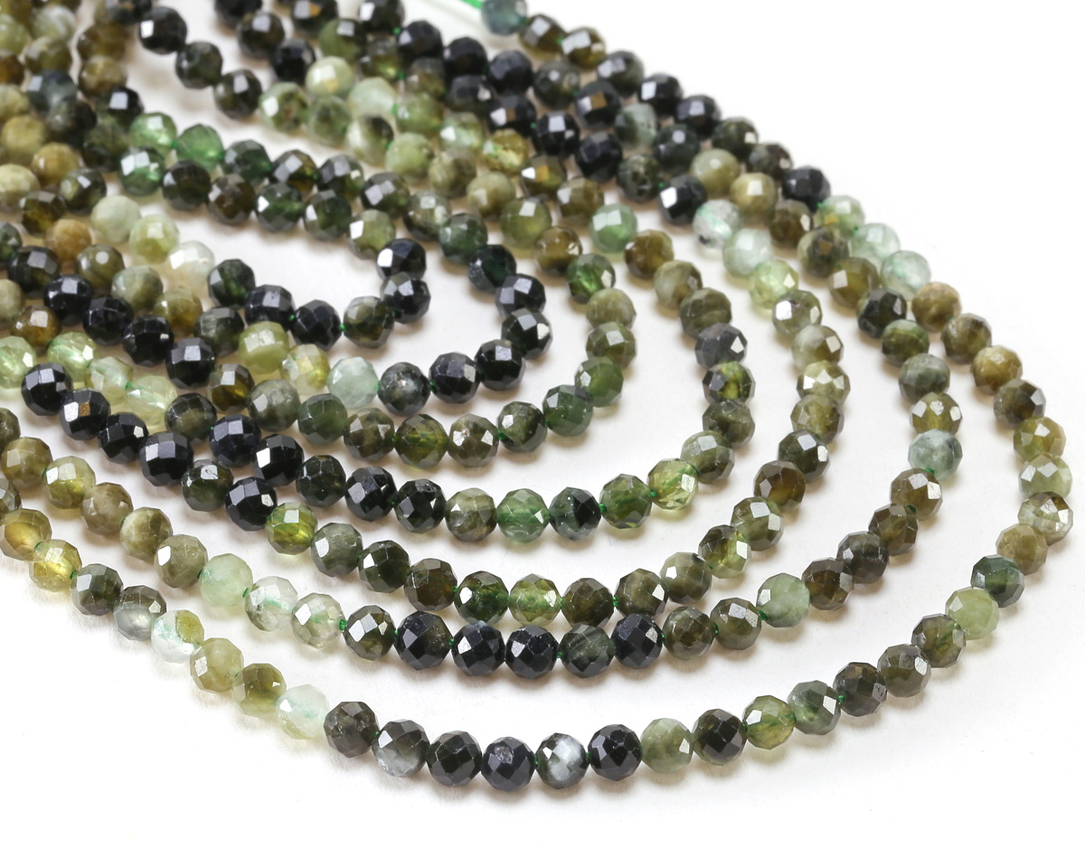 Green Tourmaline Ombré Microfaceted Round 4mm
