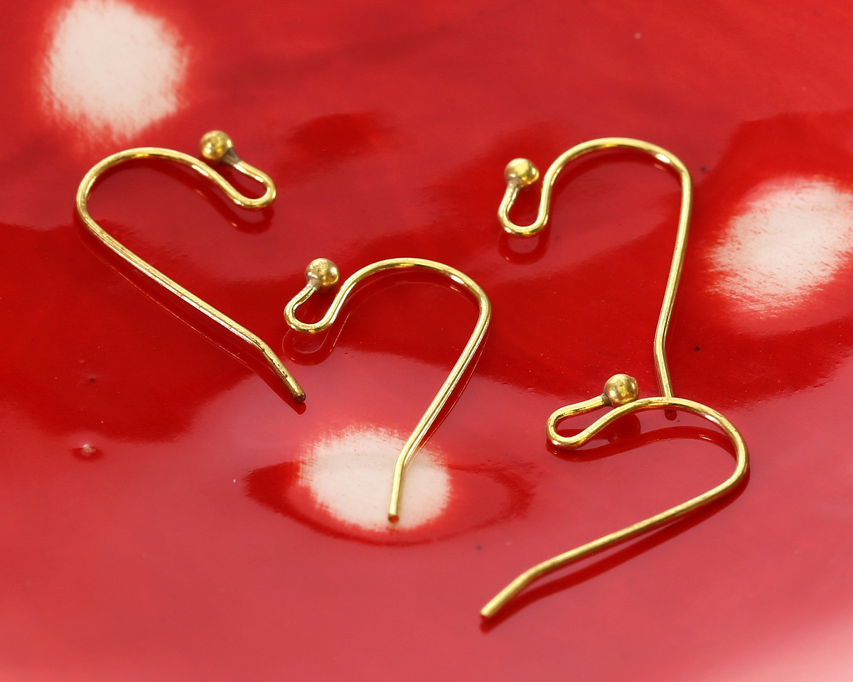 Vintaj Solid Brass Ball Ear Wire 20x11mm