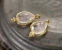 Rock Crystal Quartz w/ Gold Finish Faceted Teardrop Focal 10x12mm