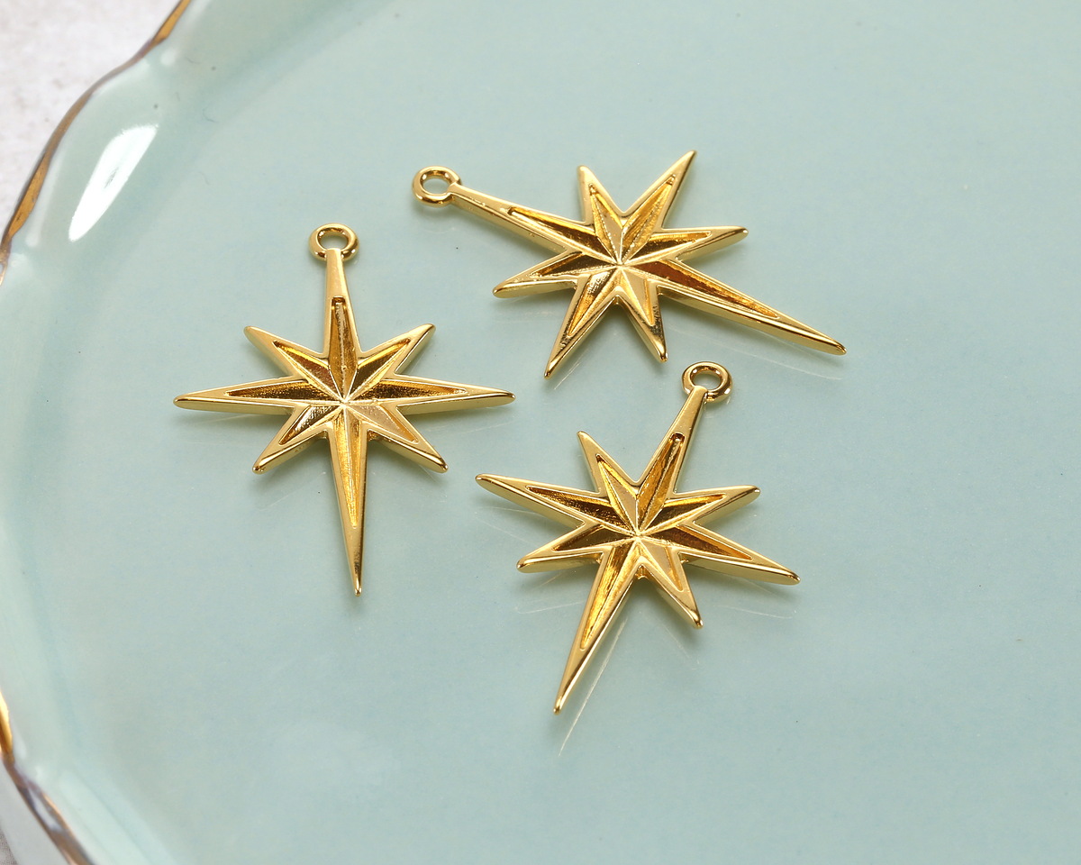24K Gold (plated) Bethlehem Star Pendant 21x30mm