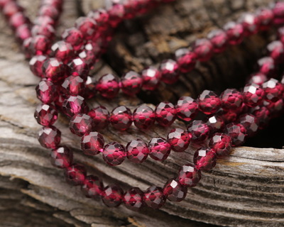 Garnet Faceted Rondelle 3x4mm