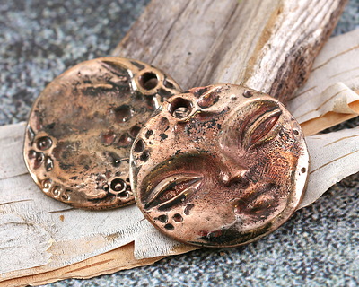 Green Girl Bronze Full Moon Pendant 24mm