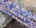 Czech Glass Pink & Blue Crackle Fire Polished Round 6mm