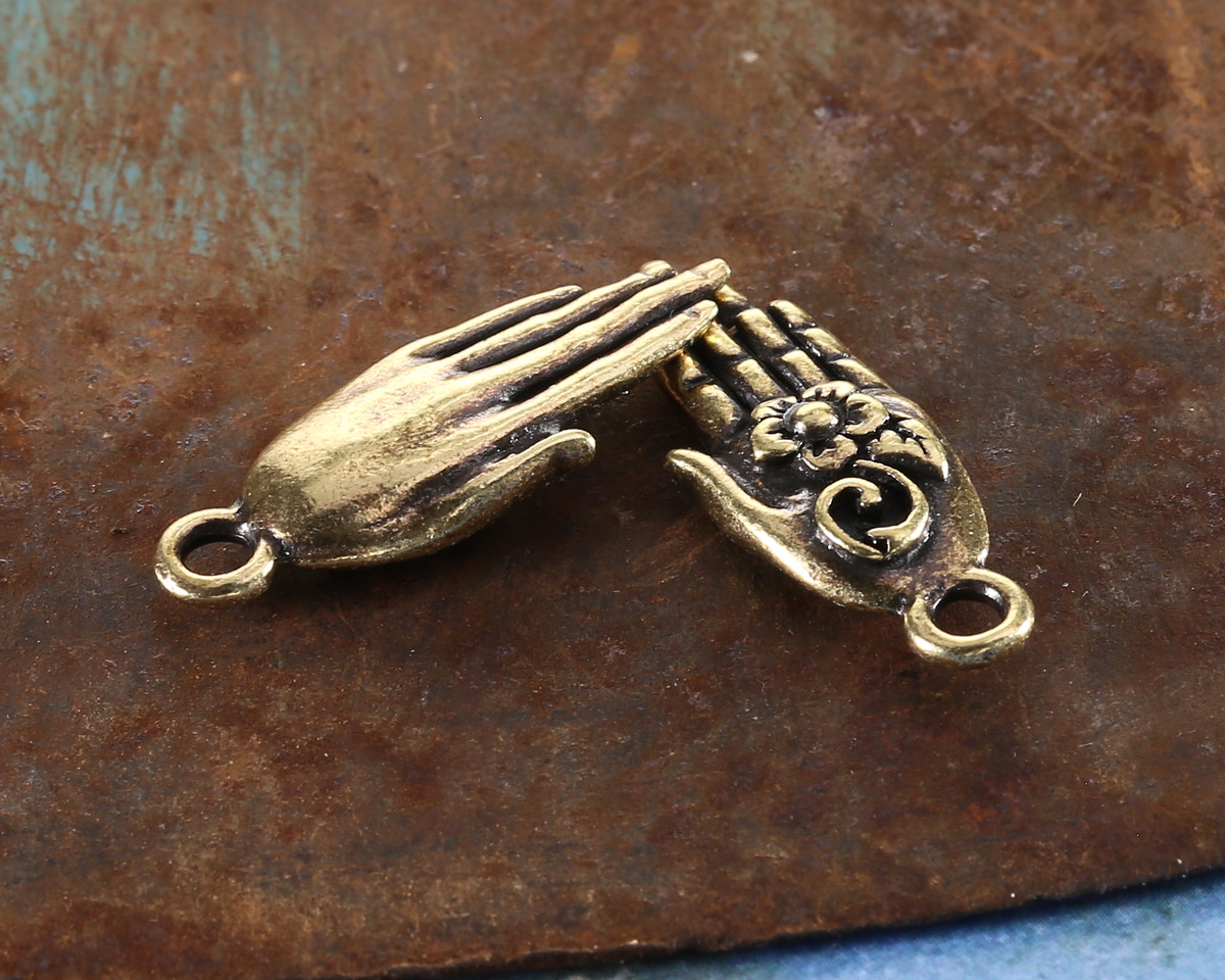TierraCast Antique Brass (plated) Blossom Hand Charm 9.5x27mm