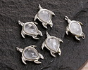Rock Crystal Quartz w/ Silver Finish Sea Turtle Focal 15x19mm