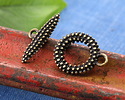 Antique Brass (plated) Beaded Toggle Clasp 19x16mm, 20mm Bar