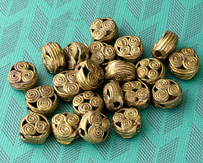 African Brass Wrapped Circles Coin 12-14x13-15mm