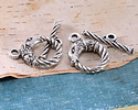 Mykonos Antique Silver (plated) Dragon Toggle Clasp 21x28mm, 32mm Bar