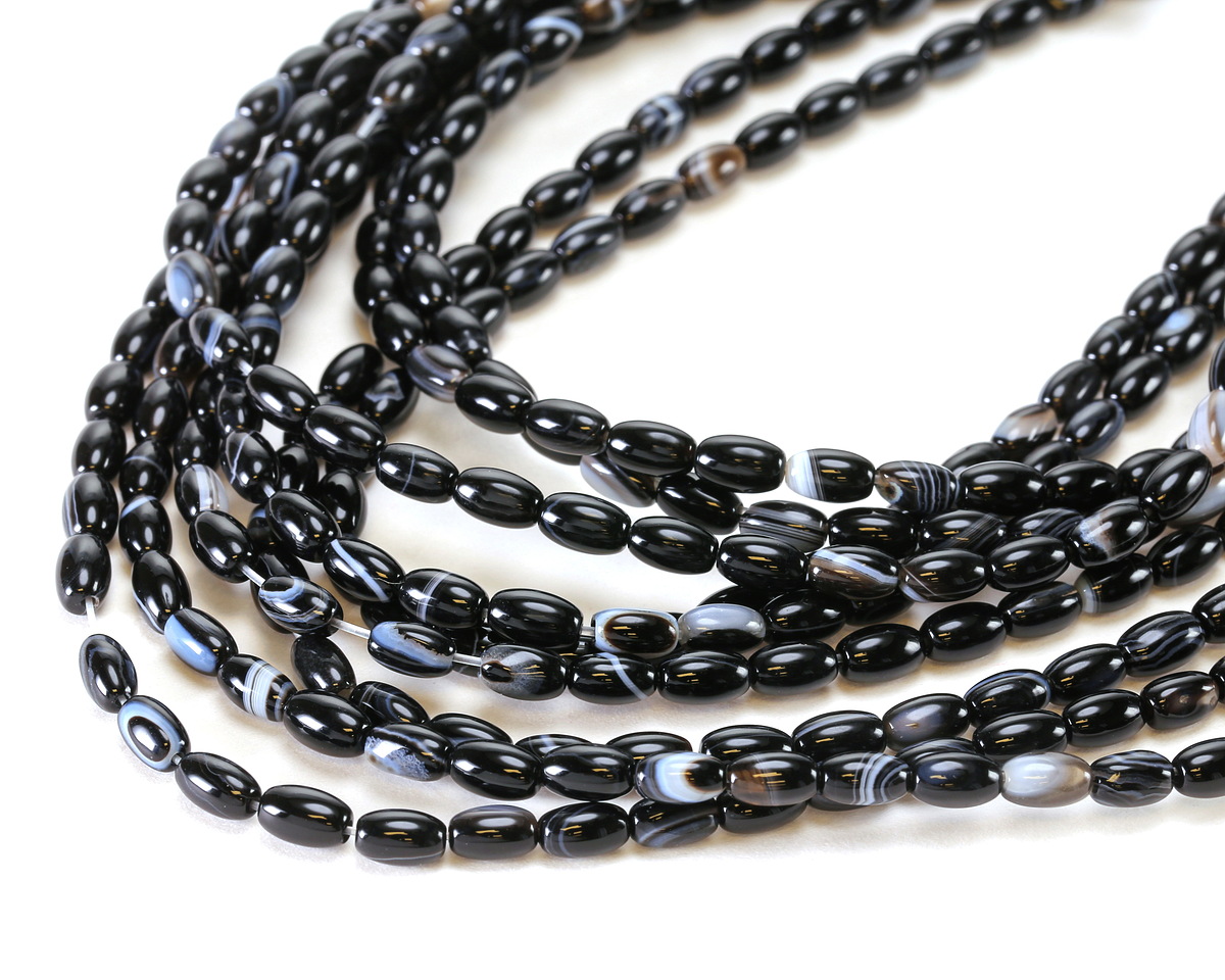 Black Sardonyx Rice 6x4mm