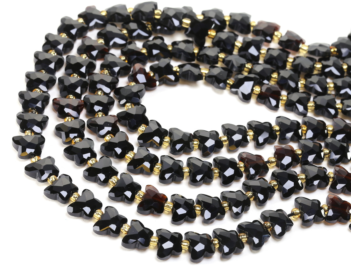 Black Obsidian Microfaceted Butterfly 8x10mm