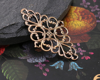 Vintaj Natural Brass Rococo Diamond Filigree Focal 44x26mm
