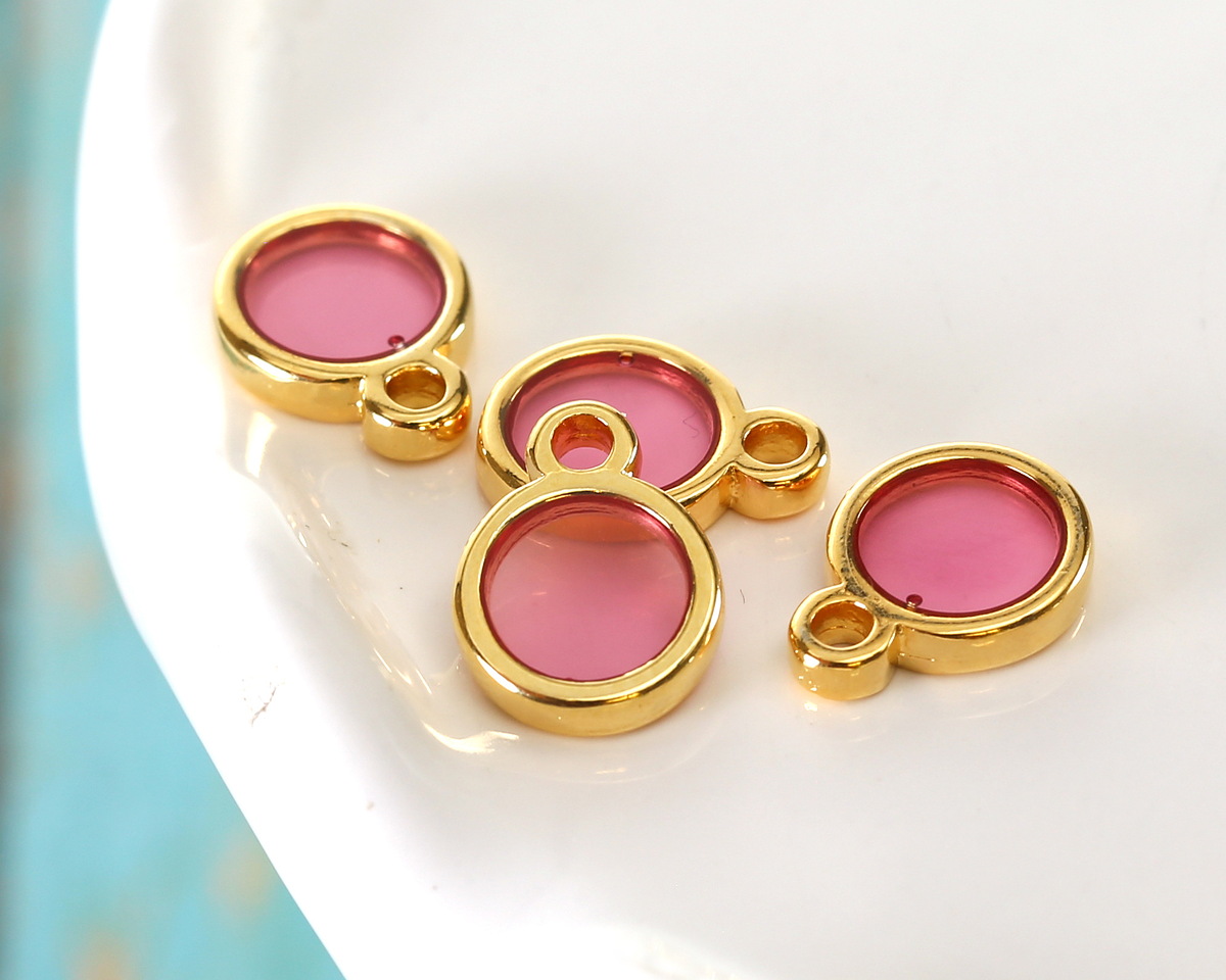 24K Gold (Plated) Transparent Rose Resin Round Focal 8x11mm