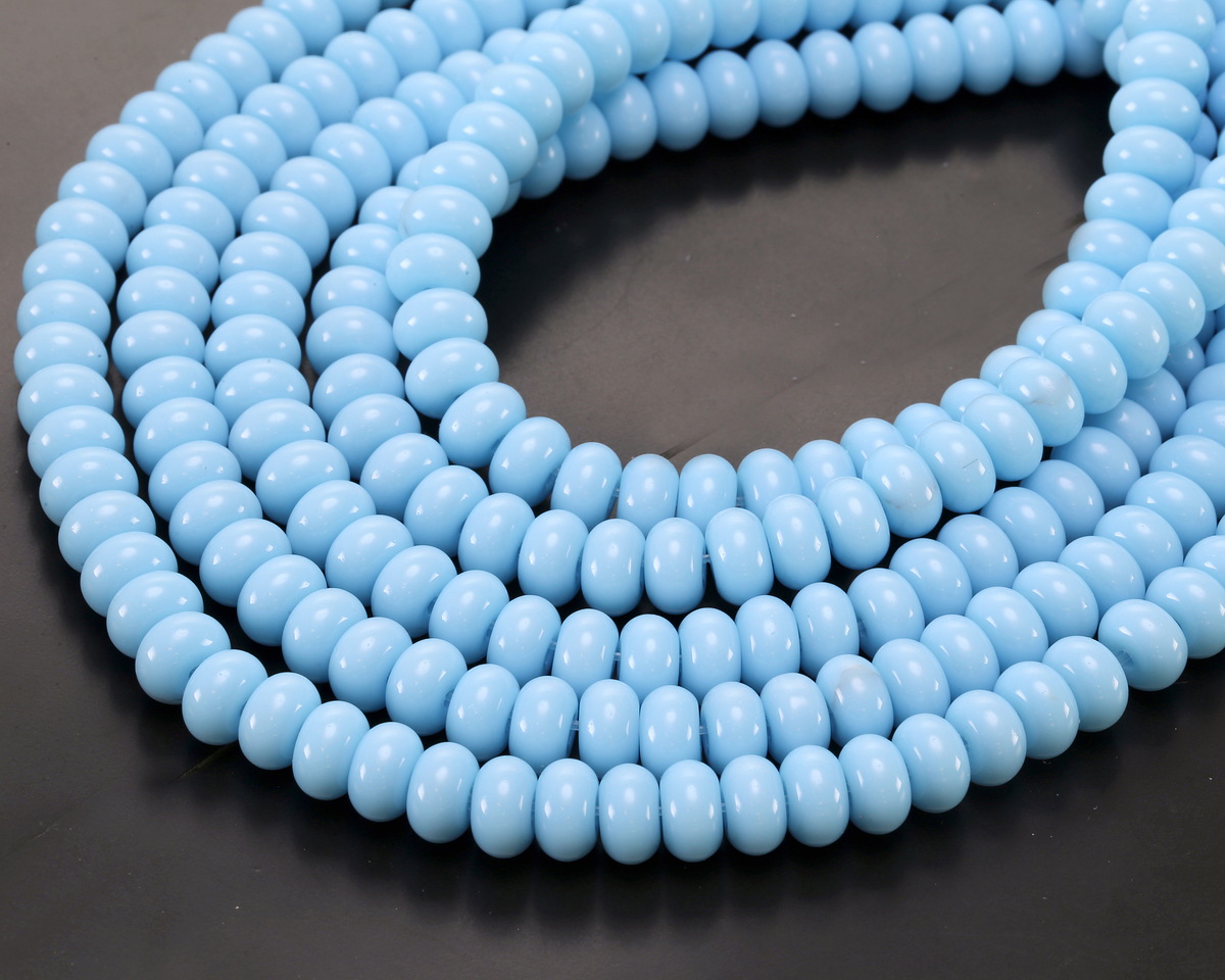 Blue Turquoise Glass Rondelle 5x8mm