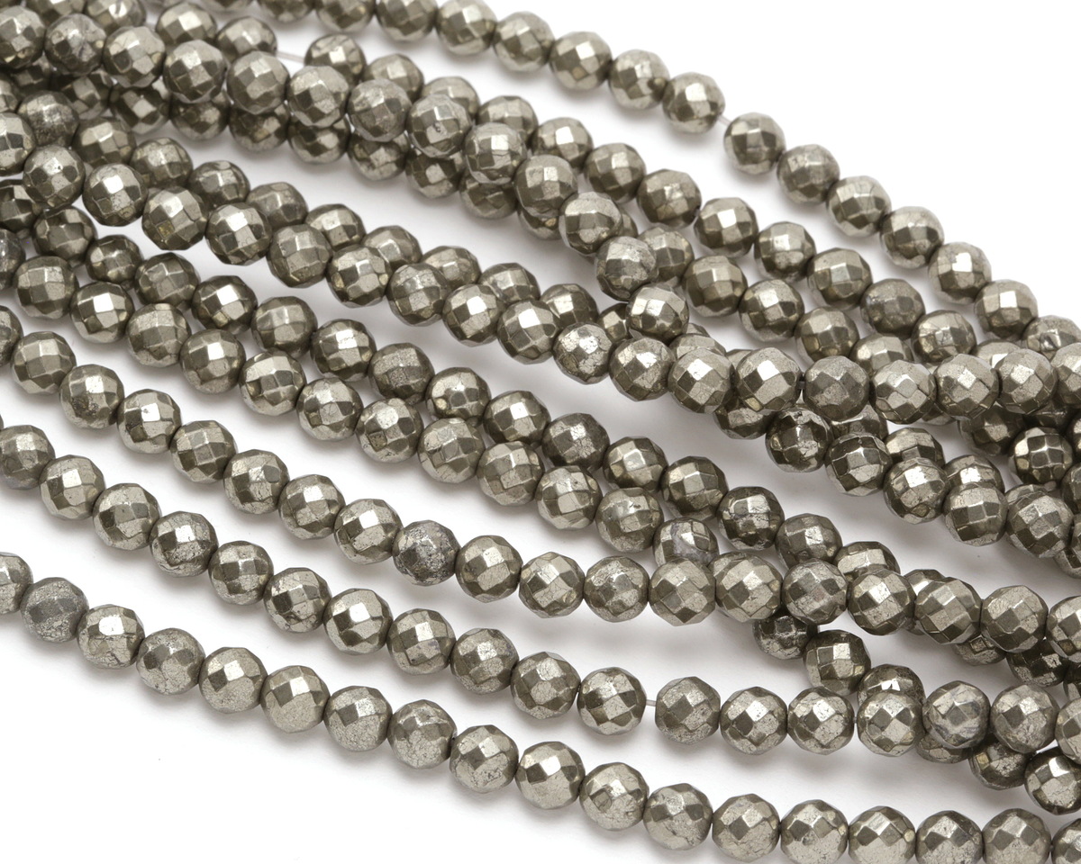 Golden Pyrite Faceted Round 6mm