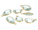 Aquamarine (syn.) Faceted Teardrop Pendant in Gold Vermeil 10-11x18-20mm