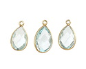 Aquamarine (syn.) Faceted Teardrop Pendant in Gold Vermeil 10-11x18-20mm