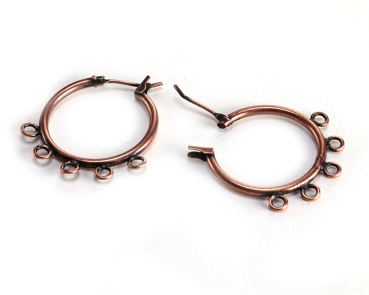 Antique Copper (plated) Hoop Earring w/ 5 Loops 28mm