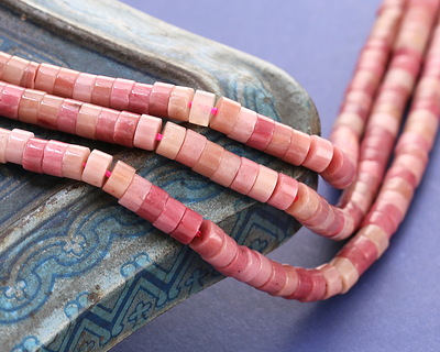 Wood Rhodonite Heishi 2x4mm