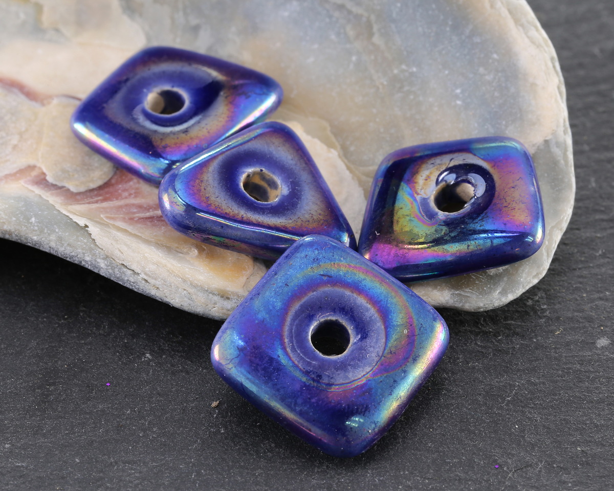 Mykonos Ceramic Iridescent Cobalt Organic Washer 3-4x13-15mm