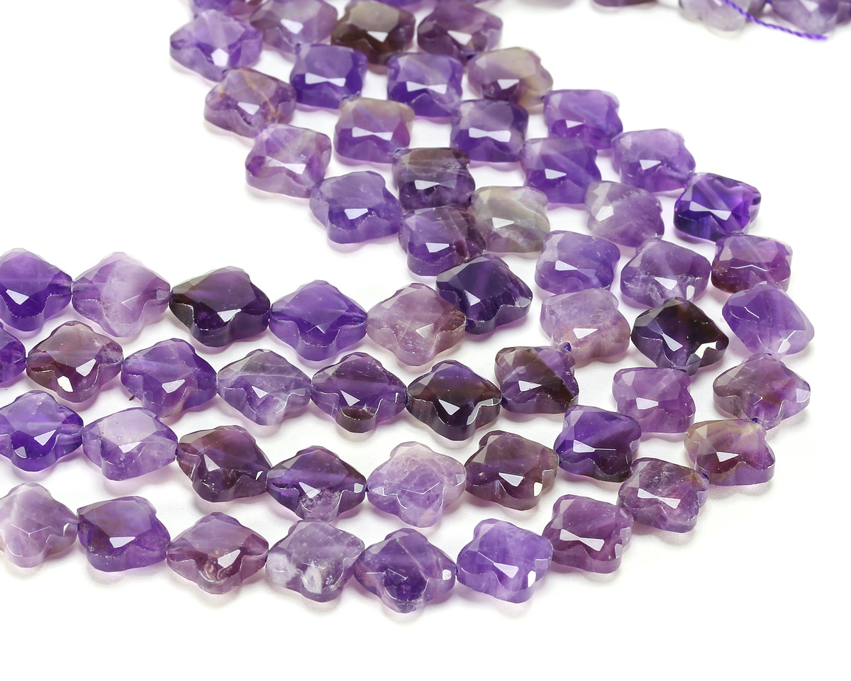 Amethyst Faceted Quatrefoil 13mm