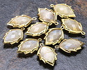 Blue Moonstone Faceted Puff Leaf Focal w/ Gold Finish 14x22mm
