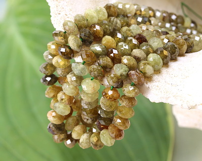 Green Garnet Microfaceted Rondelle 4x6mm