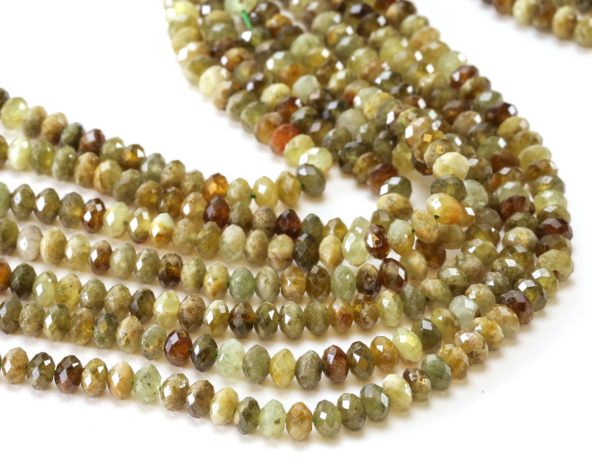 Green Garnet Microfaceted Rondelle 4x6mm