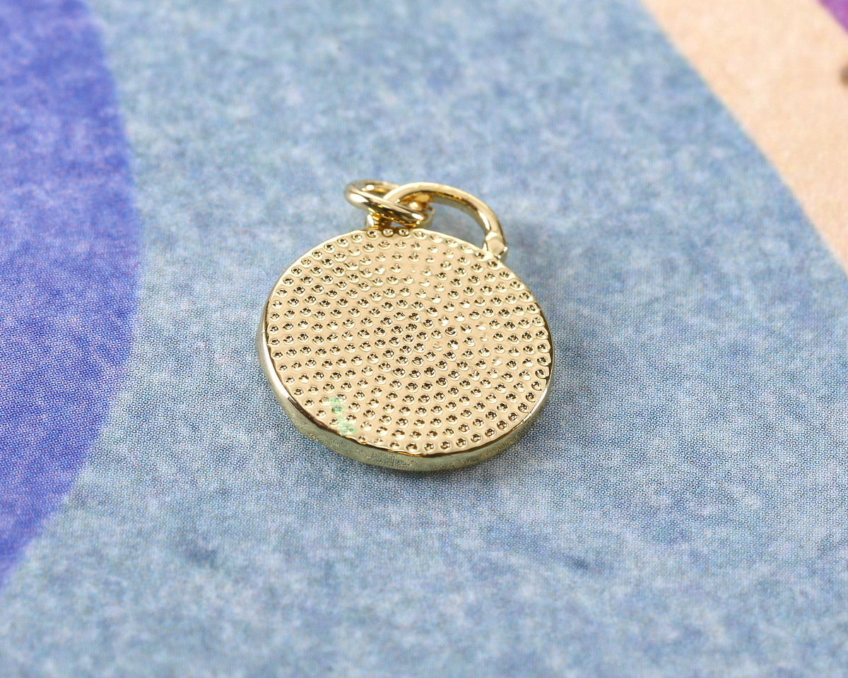 Lake Blue Marbled Enamel w/ Gold Finish Sunrays Charm Pendant 15x18.5mm