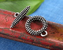 Antique Silver Finish Beaded Toggle Clasp 19x16mm, 20mm Bar