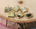 Prehnite w/ Gold Finish Faceted Square Focal 10x13mm
