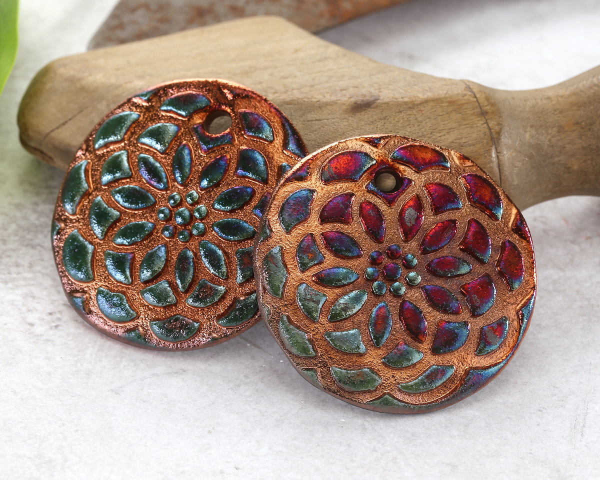 Xaz Raku Flash Flower Medallion Focal 44-46mm