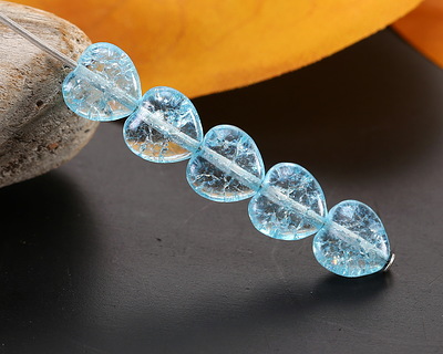 Czech Glass Crackled Blue Skies Heart 8mm