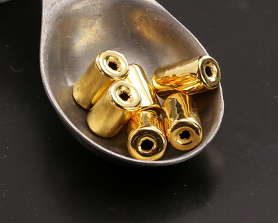 Mykonos Metalized Ceramic Gold Barrel 10-11x6mm