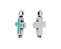 Antique Silver (plated) Turquoise Enamel Cross Focal 9x17mm