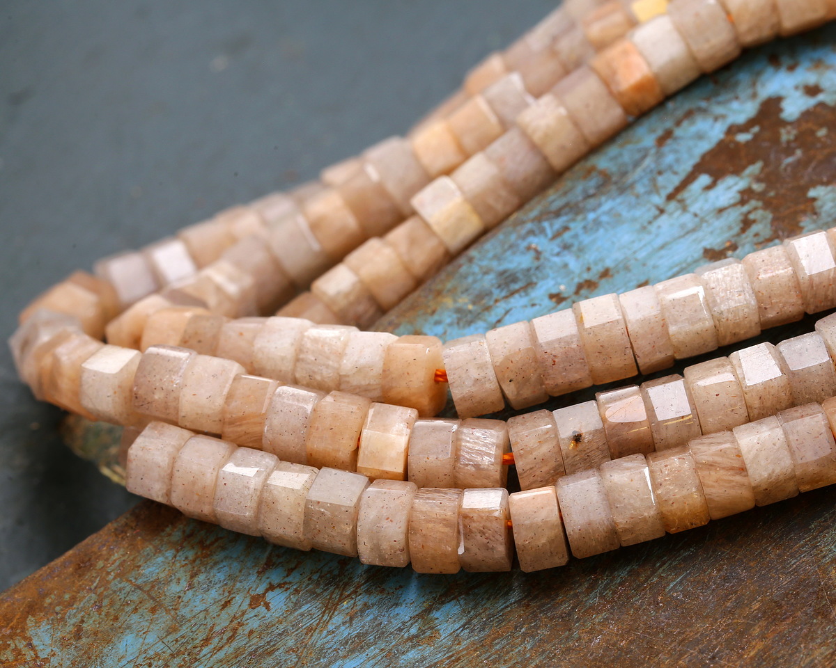 Sunstone Microfaceted Heishi 3x6mm