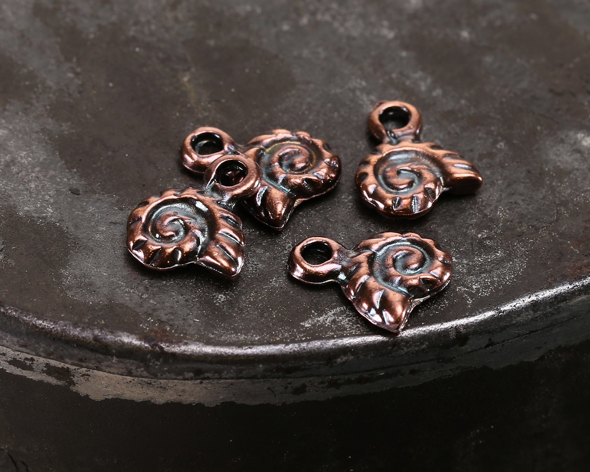 Mykonos Antique Copper (plated) Tiny Nautilus Charm 9x11mm