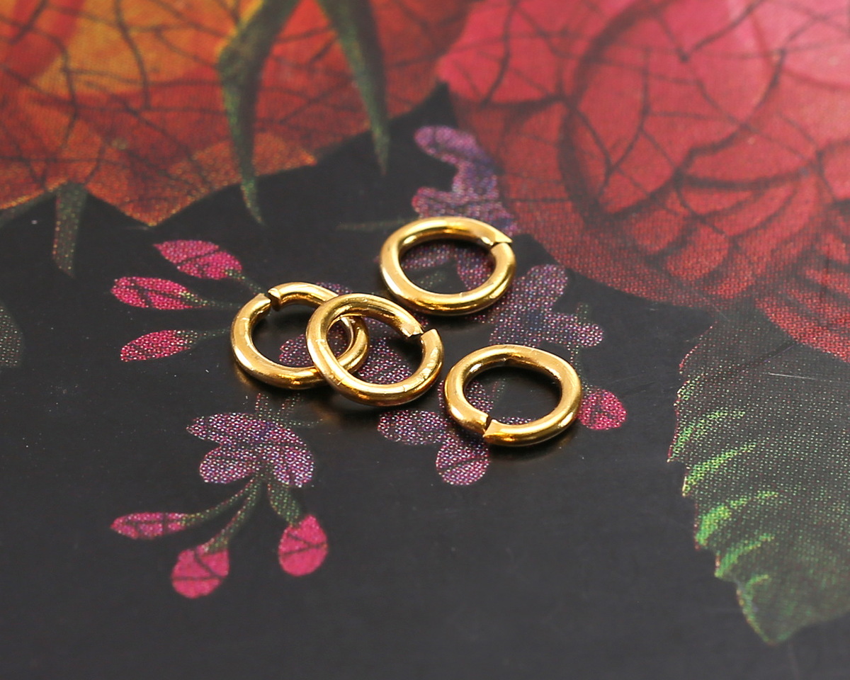 Waterproof 18K Gold PVD Plated Stainless Steel Jump Ring 6mm, 18 gauge