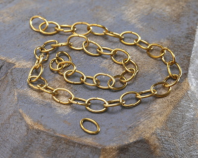 Waterproof 18K Gold PVD Plated Stainless Steel Oval Jump Ring 5x7mm, 20 gauge