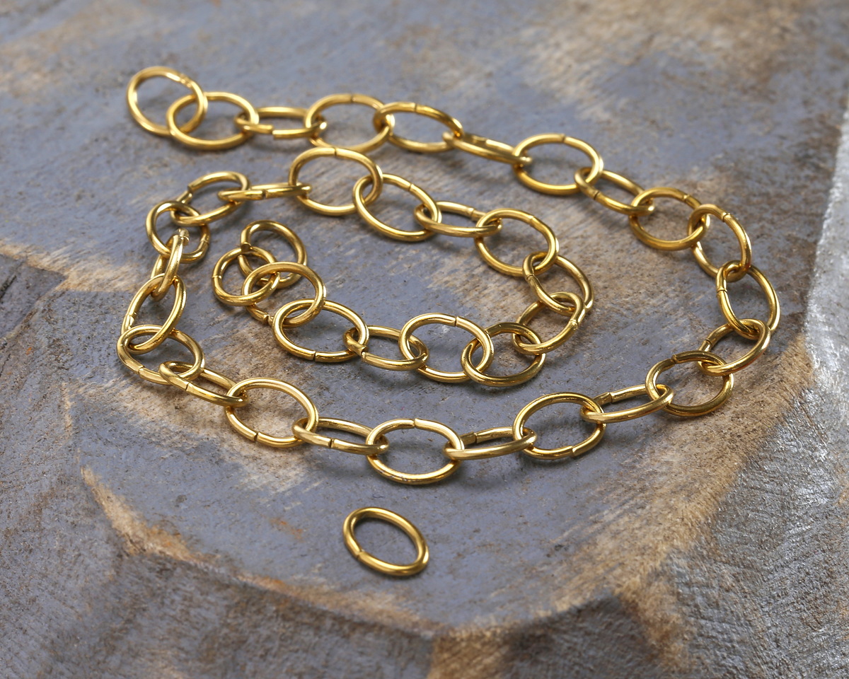 Waterproof 18K Gold PVD Plated Stainless Steel Oval Jump Ring 5x7mm, 20 gauge