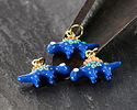 18k Gold (plated) Blue Enamel Cute Spinosaurus Dinosaur Focal 18.8x13mm