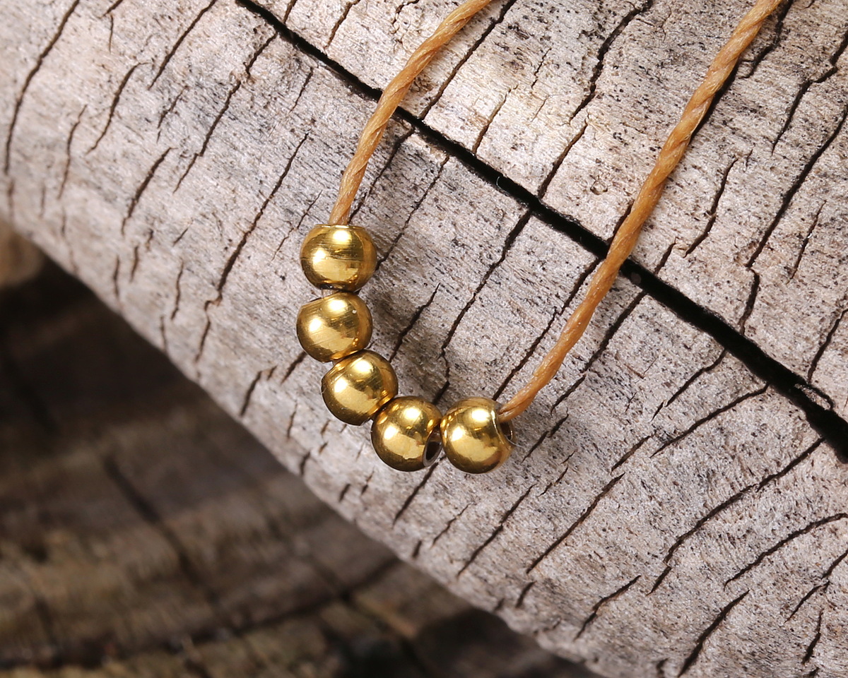 Waterproof 18K Gold PVD Plated Stainless Steel Round 3mm, 1.2mm hole