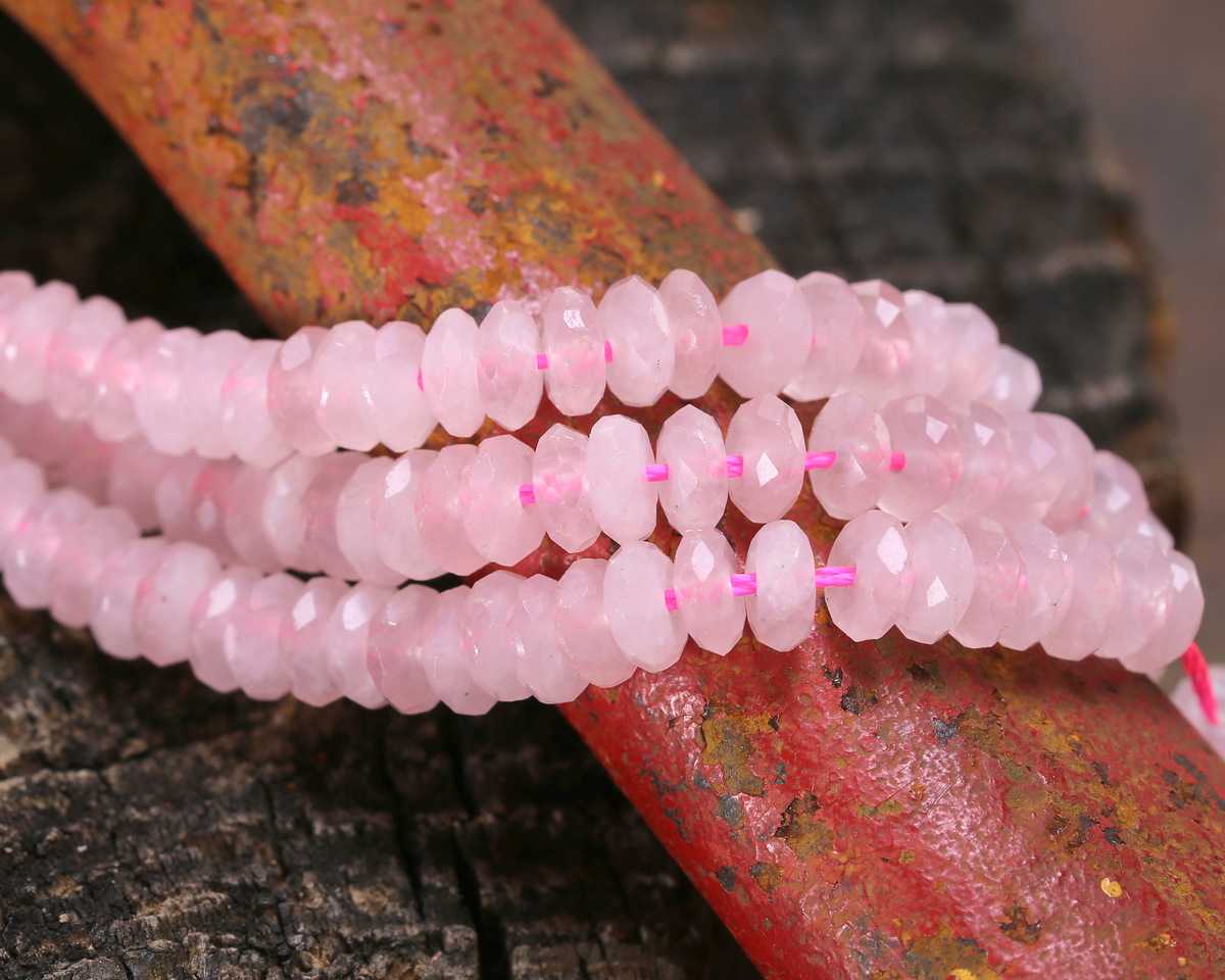 Rose Quartz Faceted Spacer Rondelle 2x5mm