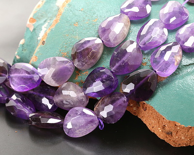 Amethyst Microfaceted Puff Pear 13x16mm