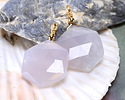 Blue Rose Quartz w/ Gold Finish Faceted Hexagon Wire Wrapped Pendant 20x25mm