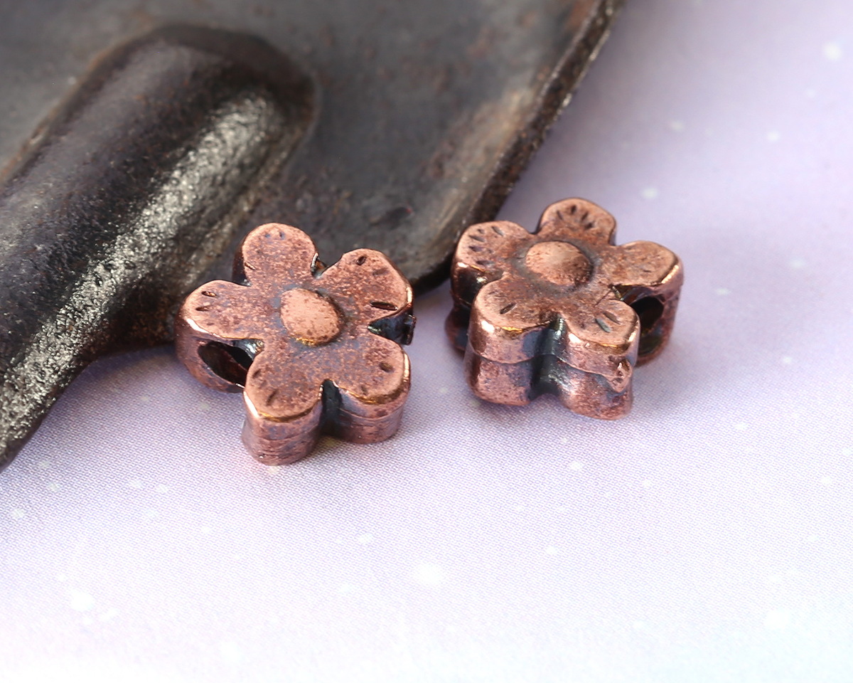 Mykonos Antique Copper (plated) Flower Bead 13mm