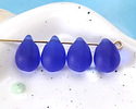 Royal Blue Beach-Style Glass Teardrop Focal 14x10mm