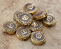 Nepalese Brass Om w/ Inlaid Lapis Coin Bead 20mm