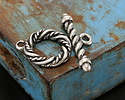 Antique Silver Finish Twisted Rope Toggle Clasp 20x17mm, 21mm Bar