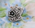 TierraCast Antique Silver (plated) Jet Enamel Flower Square Button 14x15mm