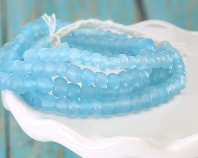 Java Glass Transparent Light Aquamarine Graduated Gooseberry Beads 3-6x4-6mm